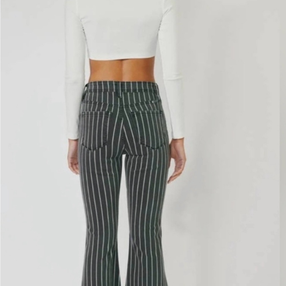 Kancan Pinstripe Flare Denim Jeans - Picture 2 of 10